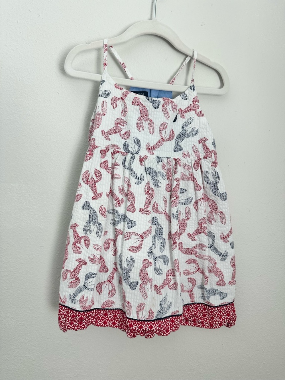 Nautica girls White Sundress with Red & Navy Lobster Print